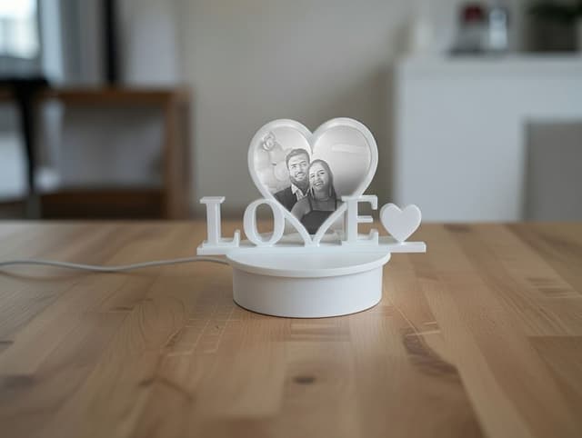 Love lamp glowing warmly